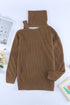 Strapped Cut Out Shoulder Turtleneck Sweater